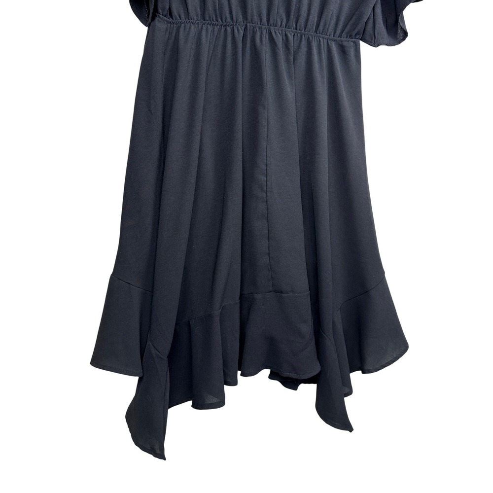 Womens Flutter Sleeve Ruffle Hem Dress XL Goth Witchy Minimalist Asymmetric - Picture 6 of 8
